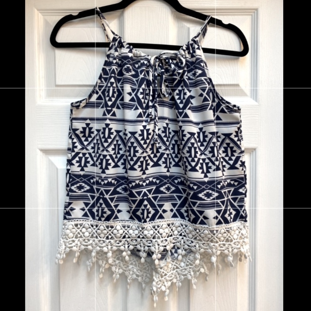 No Boundaries - Aztec/Boho/Tribal print crop tank